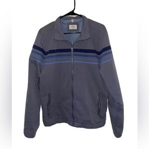 Marine Layer Freeman Grey Windbreaker Jacket w/ Blue Stripe Size Medium M